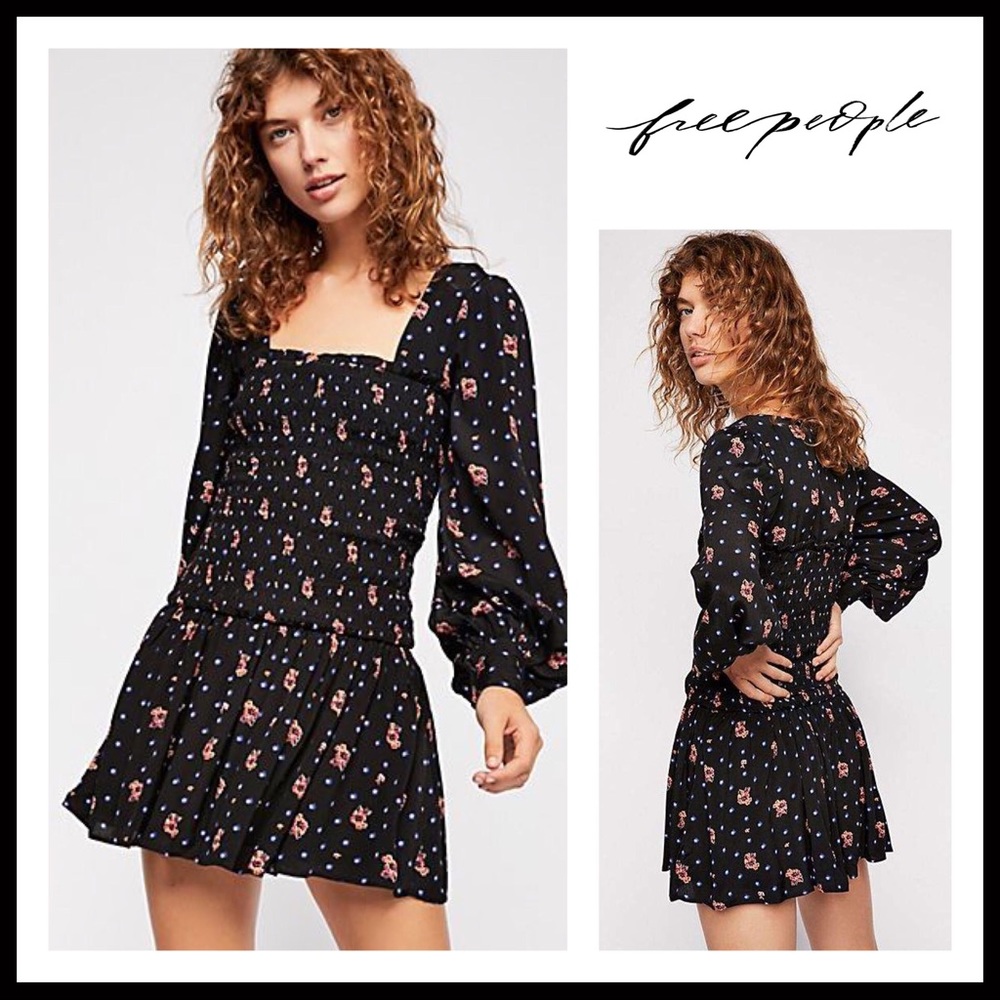 FREE PEOPLE BOHO FLOWY LONG SLEEVES MINI DRESS A2C - Picture 16 of 16